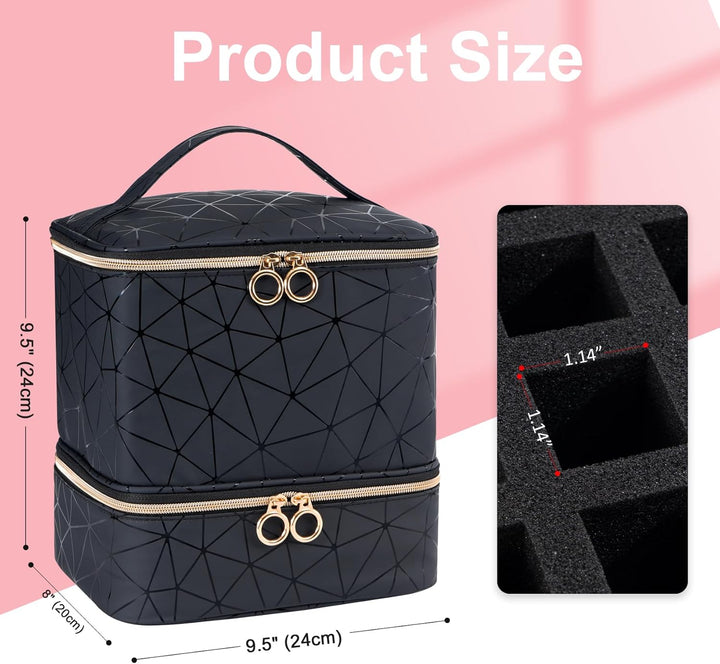 Uross Nagellack Organizer für 54 Nagellackflaschen und 1 LED-Nagellampe, Nagellack Aufbewahrung Tasc