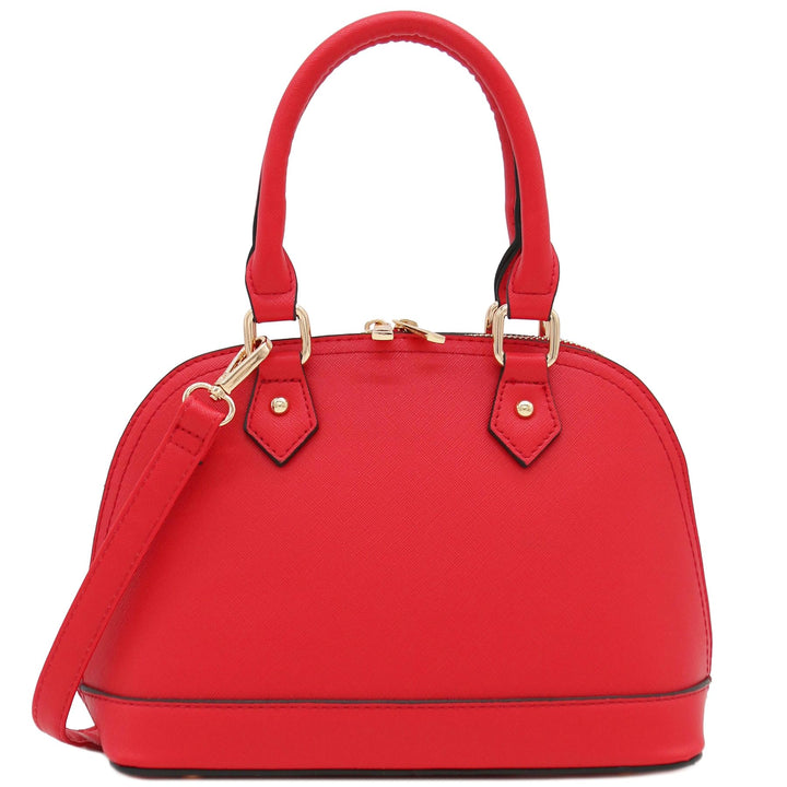 Saffiano Classic Dome Satchel mit Reissverschluss Rot, Rot