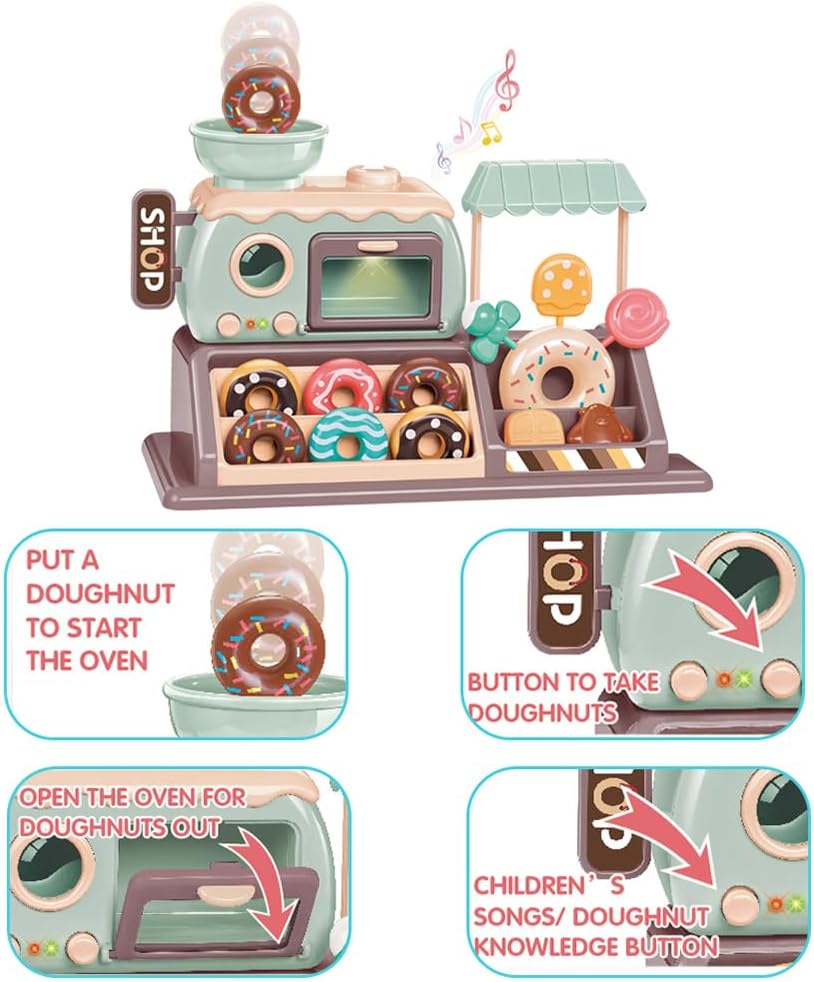 Donut Spielzeug Süsswarenladen Realistischer funktionaler Donut Ofen mit Licht und Sound Tragekorb S