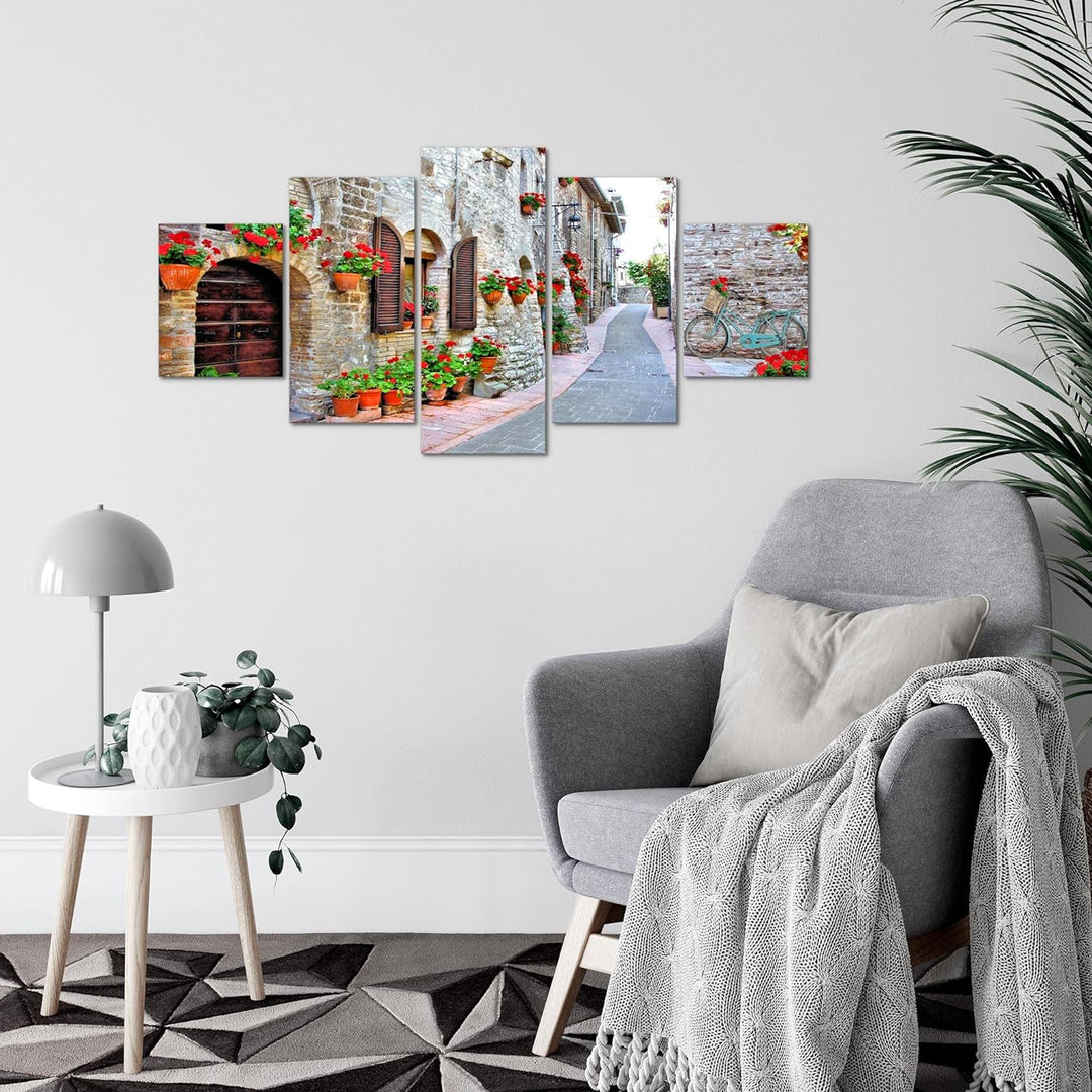 Runa Art Wandbilder Toskana Italien 5 Teilig Bild auf Vlies Leinwand Deko Wohnzimmer Schlafzimmer Ga