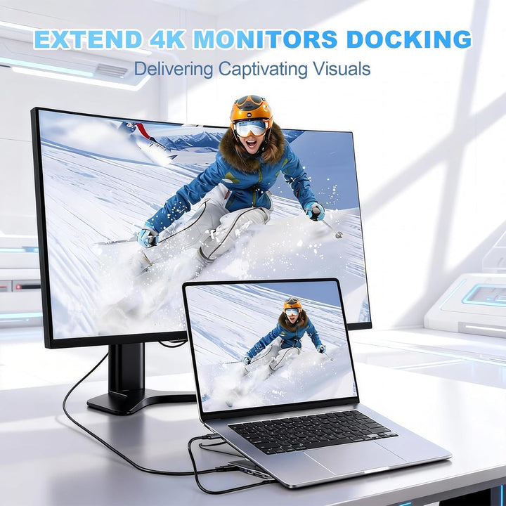 8-in-1 USB-C Laptopständer, Aluminium Laptop Ständer mit 8-in-1 USB C Dockingstation, Faltbarer Stan