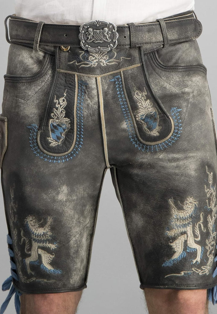 Stockerpoint Herren Hose Bayern Bua Lederhose 42 Grau (Grau Antik Gespeckt Grau Antik Gespeckt), 42