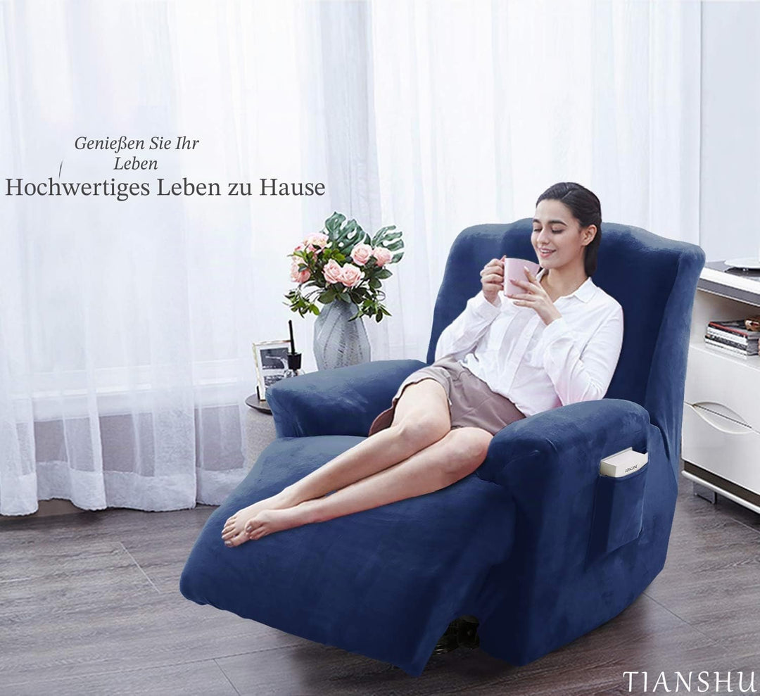 TIANSHU Samt Ruhesessel bezüge, Stretch Sesselschoner Elastisch Plush Couchbezug stilvolle Luxus-Möb
