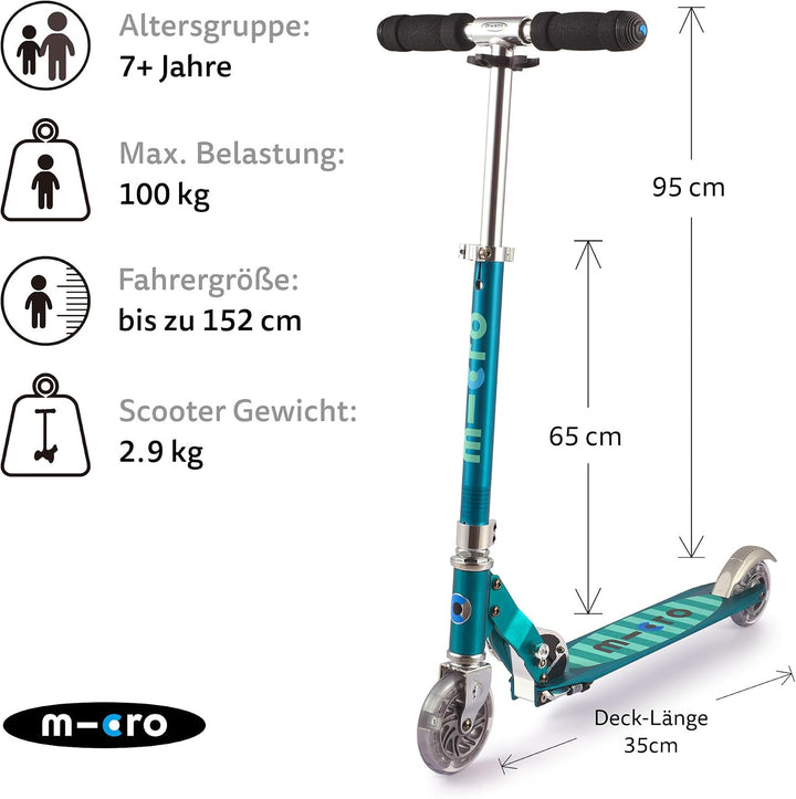 Micro Mobility SA0179 Sprite Tretroller, Petrol, 64 x 11 x 22 cm, Petrol