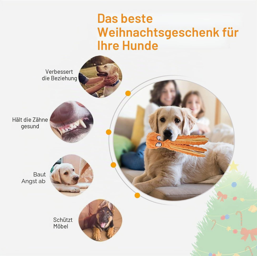 Hunde-Quietschspielzeug Krake, kein stopfendes Crinkle-Plüsch-Hundespielzeug für das von Welpen, lan
