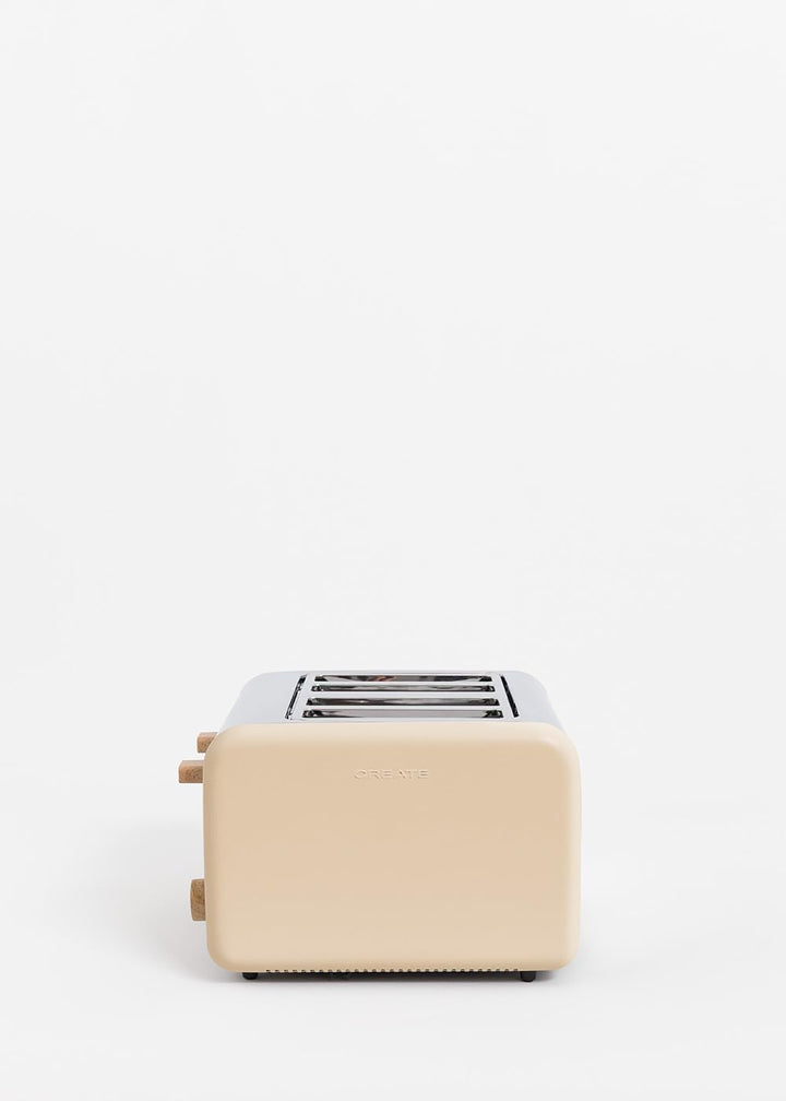 CREATE/TOAST RETRO DOUBLE/Toaster für breite Scheiben Sand/Krümelfach, 6 Leistungsstufen, Thermostat