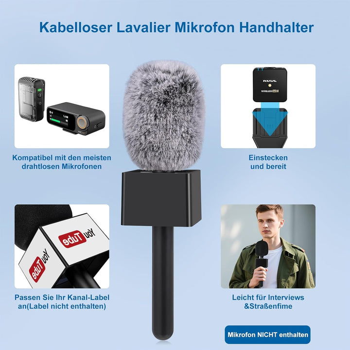 ZealSound Handheld Adapter für DJI Mic 2/Mini,Rode Wireless Go 2/3,Hollyland Lark M1/C1, Boya Mini,