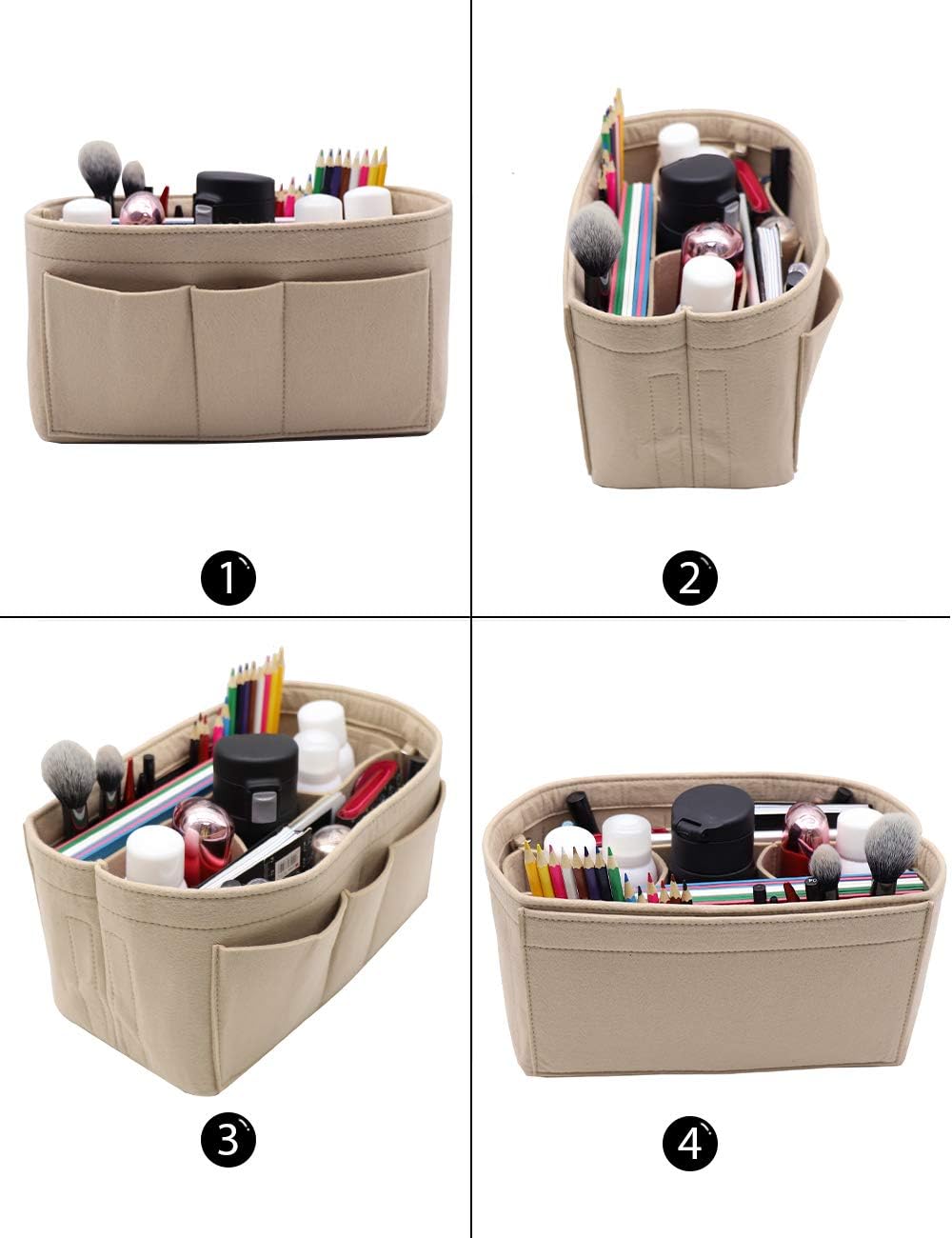 Felt Insert Fabric Purse Organizer Bag, Bag Insert In Bag with Zipper Inner Pocket Fits Neverfull Sp