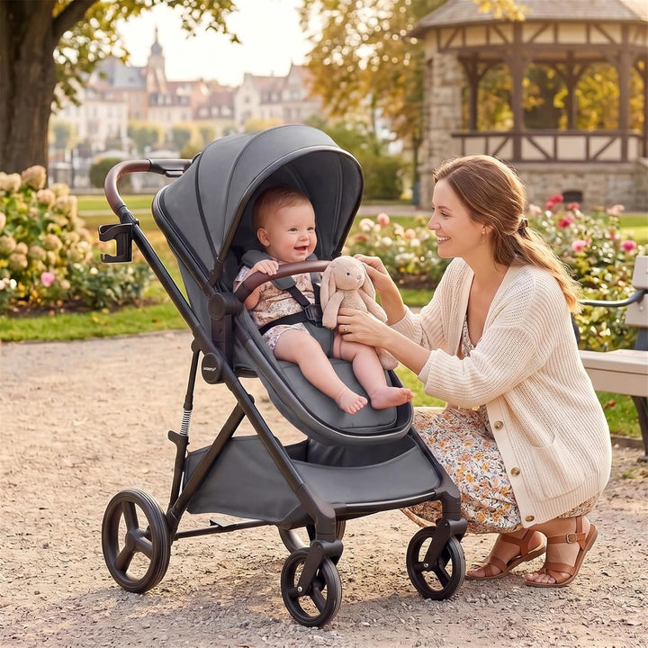 GIANTEX 2-in-1 Kinderwagen bis 22 kg, Faltbarer Buggy mit umkehrbarem Sitz, verstellbare Rückenlehne