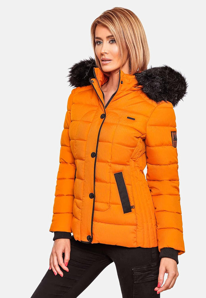MARIKOO Damen warme Winter Steppjacke mit Kapuze Unique XS-XXL XS Burnt Orange, XS Burnt Orange