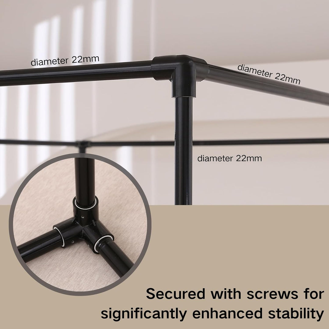 Beyeutao Himmelbett Gestell Schwarz Bed Canopy Frame Vier Poster B150×L200×H200 cm Bettvorhangrahmen