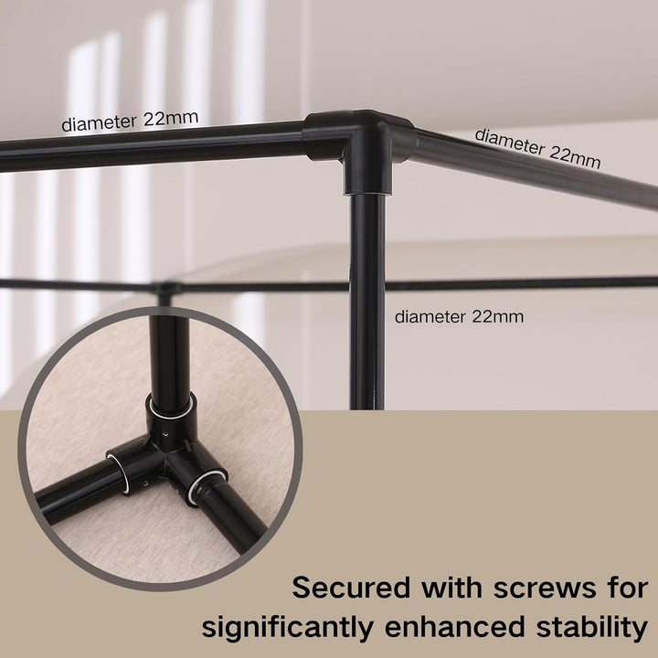 Beyeutao Himmelbett Gestell Schwarz Bed Canopy Frame Vier Poster B150×L200×H200 cm Bettvorhangrahmen