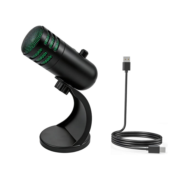 USB-Mikrofon, Kondensatormikrofon mit Ständer, PC-Computer-Gaming-Streaming-Mikrofon mit RGB-Beleuch