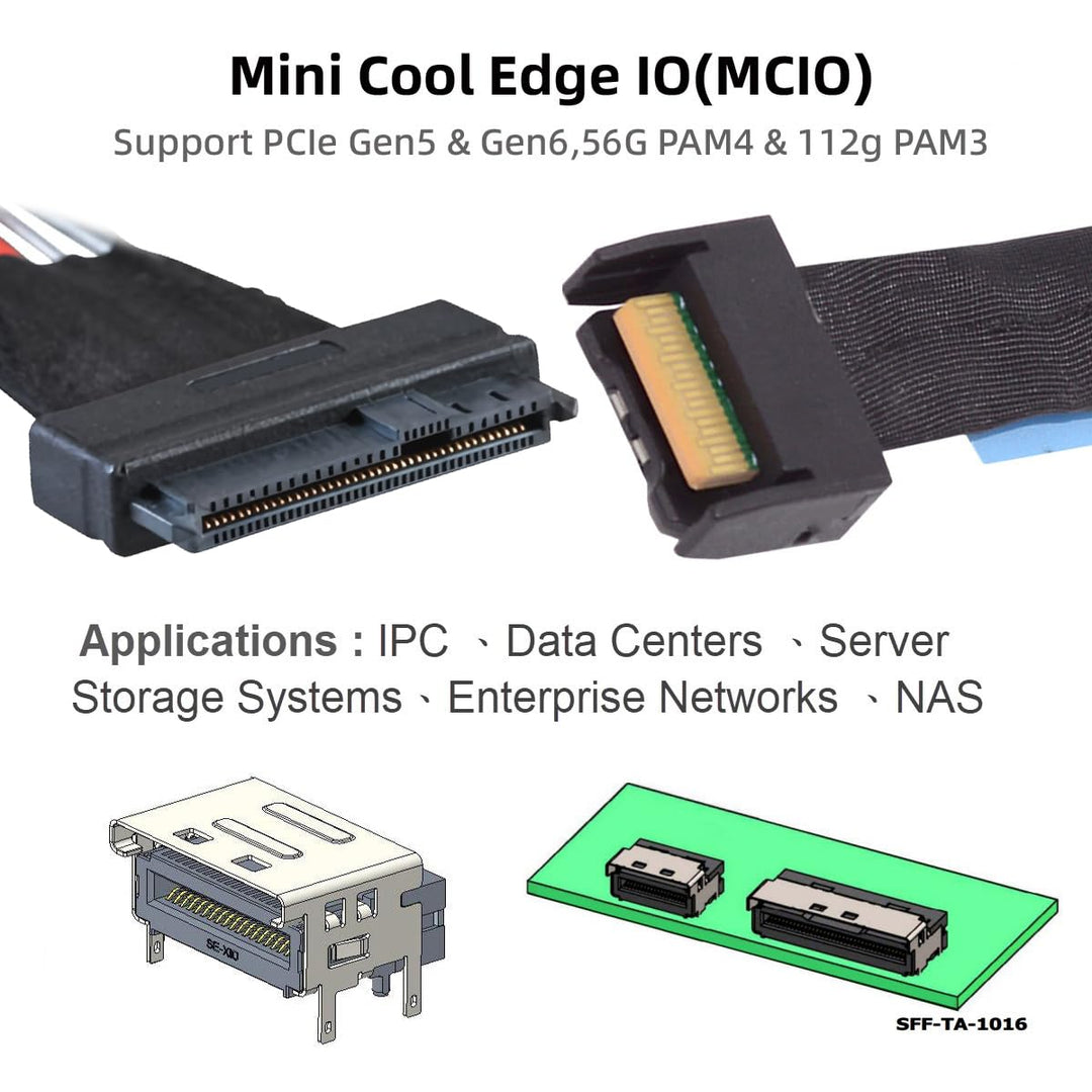 xiwai PCIe 5.0 MCIO 4X Mini Cool Edge IO auf U.2 SFF-8639 NVME PCI-Express mit 15P Sata Stromkabel f