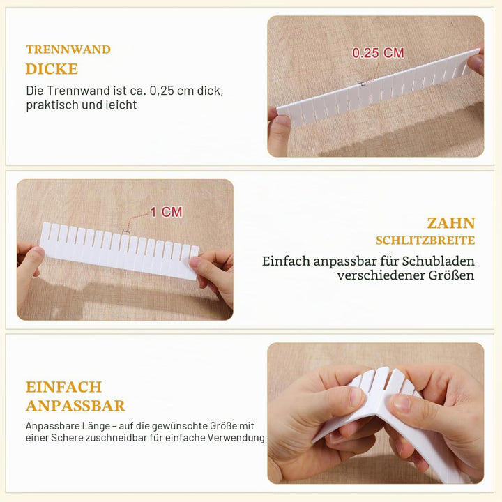 TOPBATHY Stück Schubladenteiler 47 x 9 cm, verstellbarer Schubladen-Organizer, Socken-Organizer, sch