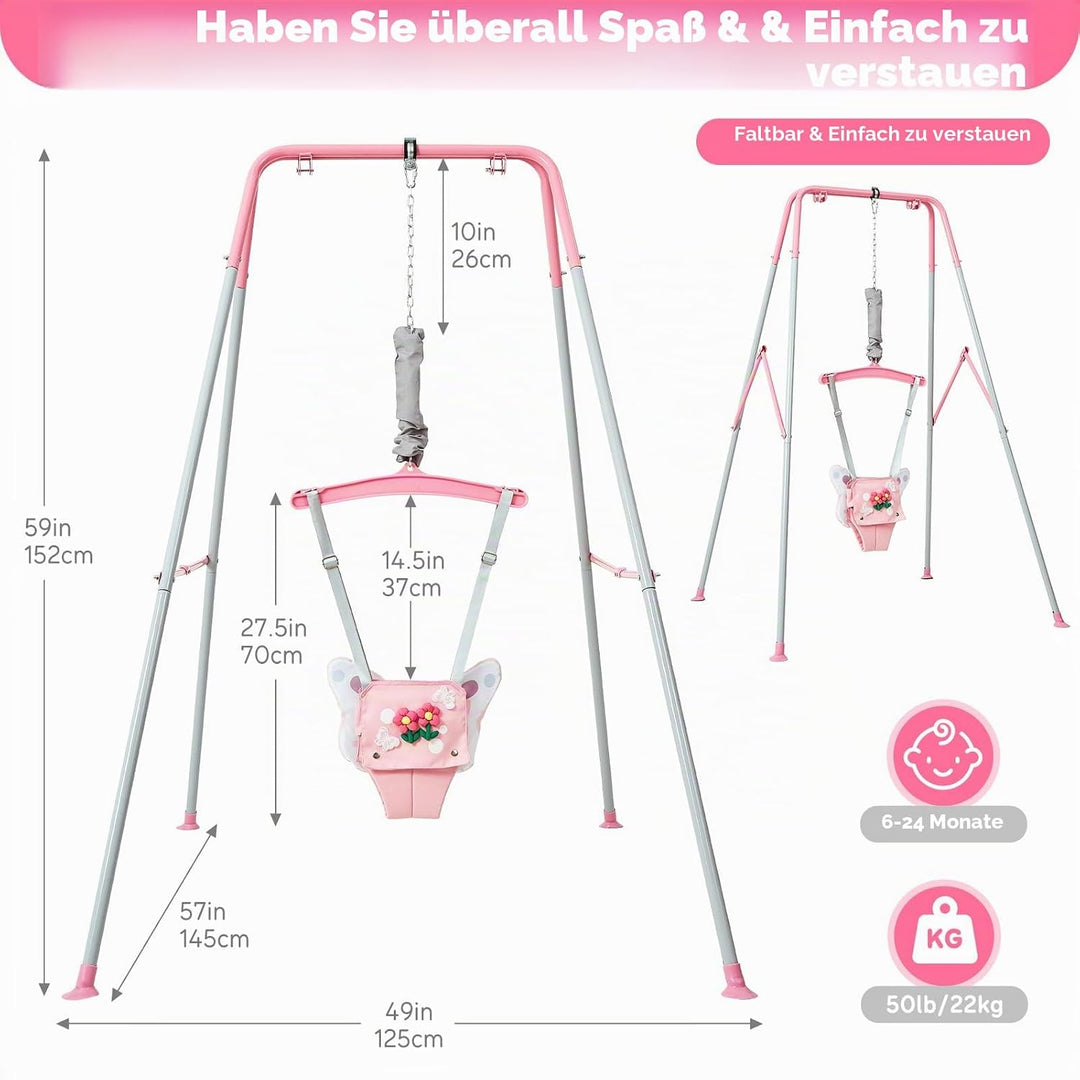 FUNLIO Baby-Hüpfsitz mit Ständer für 6–24 Monate, Hüpfsitz für drinnen und draussen, mit verstellbar
