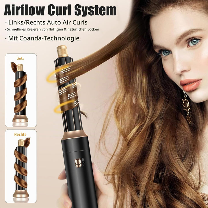 Journeyside 5-in-1 Airstyler Set 1000W, Professioneller Warmluftbürste mit Lockenstab&amp;Glätteisen, Mu