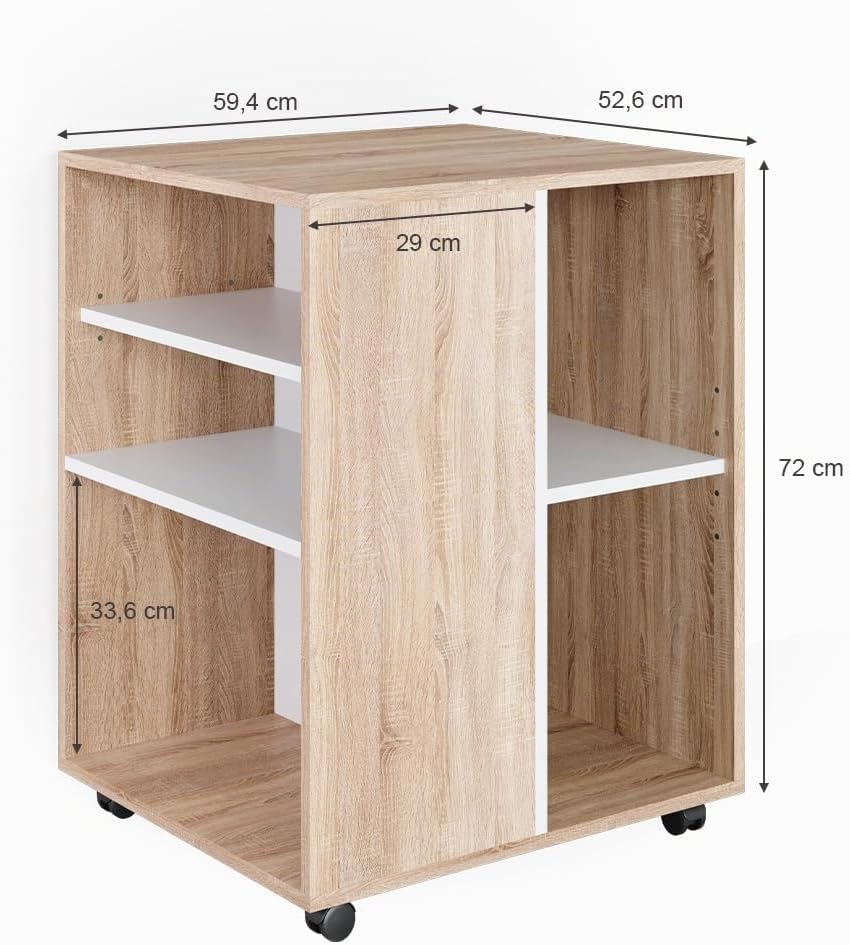 Vicco Rollcontainer, Sonoma/Weiss, 59 x 53 cm, Sonoma