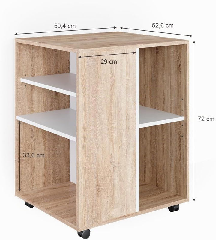 Vicco Rollcontainer, Sonoma/Weiss, 59 x 53 cm, Sonoma