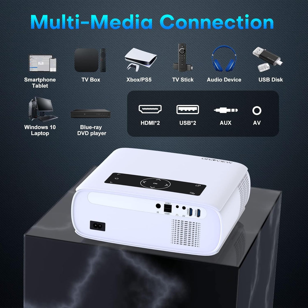 HOPVISION Beamer,4K Beamer 15000 Lux Native 1080P WiFi Beamer Full HD Heimkino Video Beamer 4K Bluet