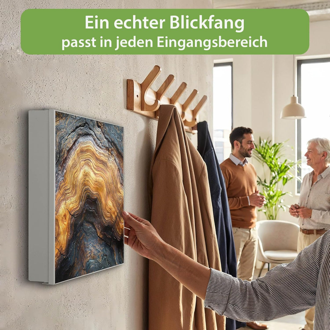 banjado Grosser Schlüsselkasten Glas - Schlüsselbox 30x30cm mit 50 Haken - Schlüsselkasten modern fü