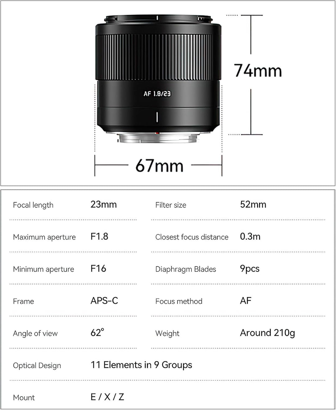 TTARTISAN AF 23mm F1.8 Objektiv für Fuji X, APS-C Rahmen Tragbares und Vielseitiges Autofokus Kamera