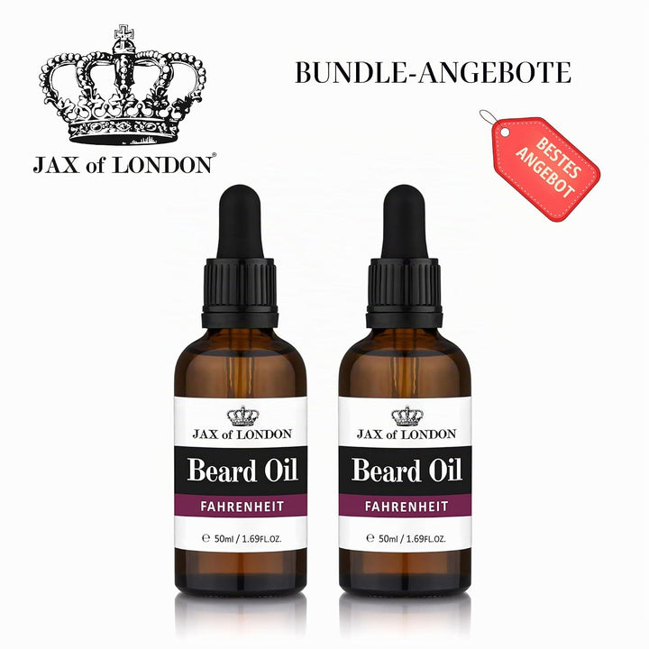 Jax of London Fahrenheit Bartöl für Männer 50ml, Bartpflegeöl, Bartwachstumsöl für Männer, Besteht a