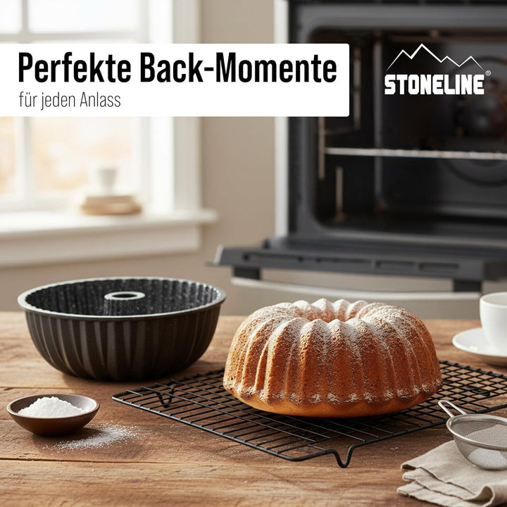 STONELINE® Gugelhupf Backform, 24,5 cm, Aluguss, Antihaftbeschichtung mit echten Steinpartikeln, Kuc