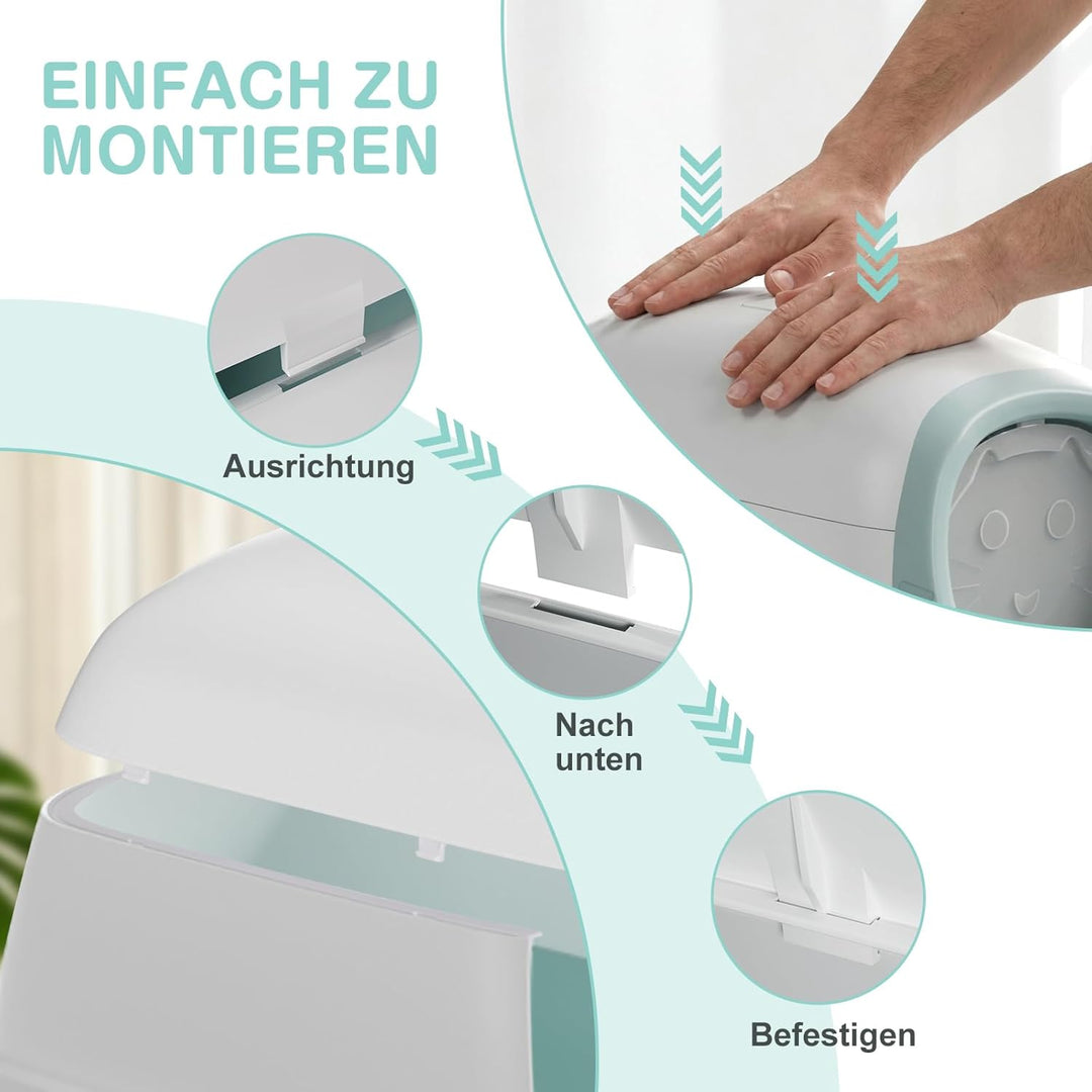 3-in-1 Katzenklo, mit deckel, Zvonema Katzentoilette hoher Rand, niedriger Einstieg für Kätzchen & S