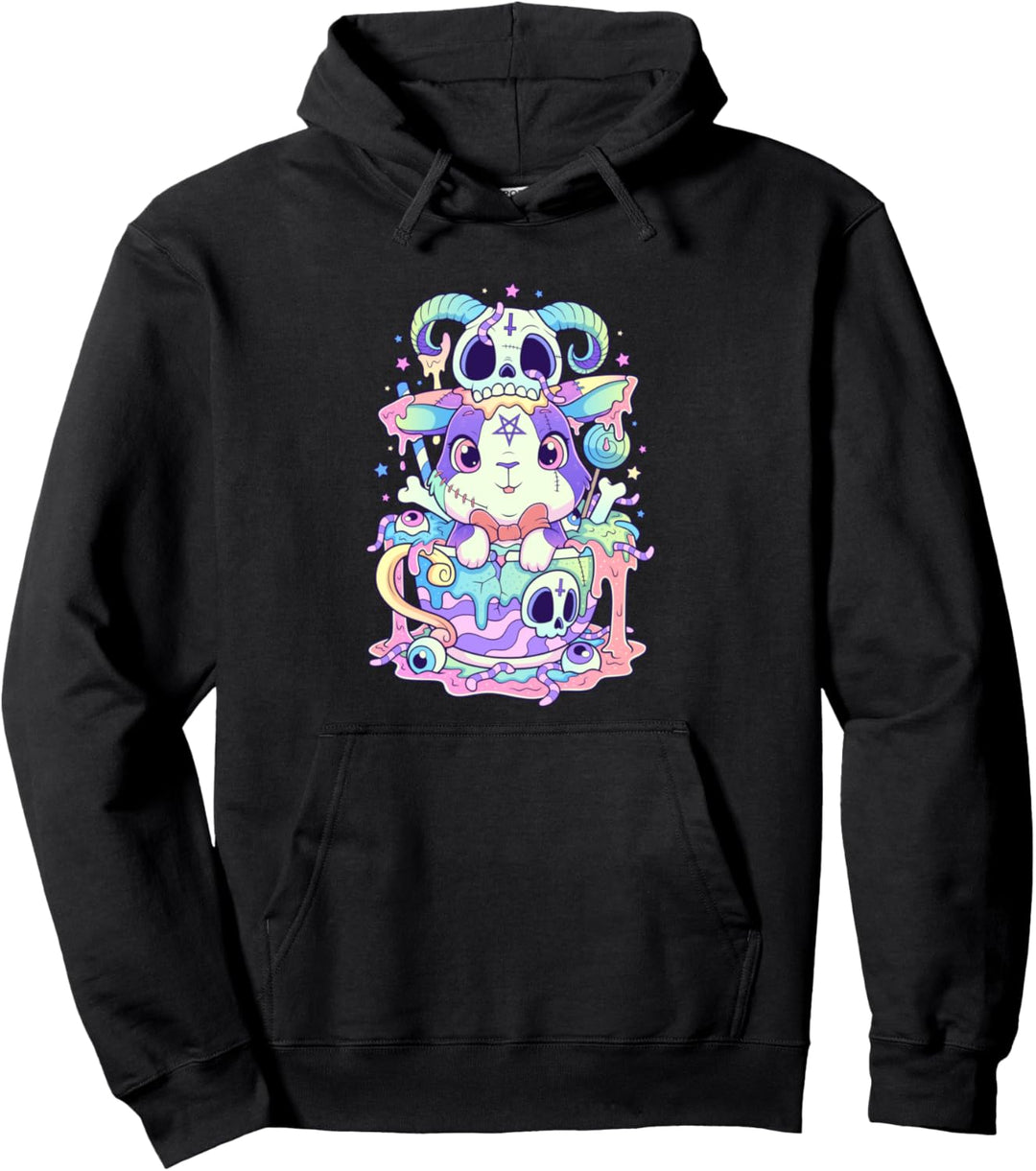 Kawaii Pastell Goth Niedlicher und unheimlicher Hase Pullover Hoodie