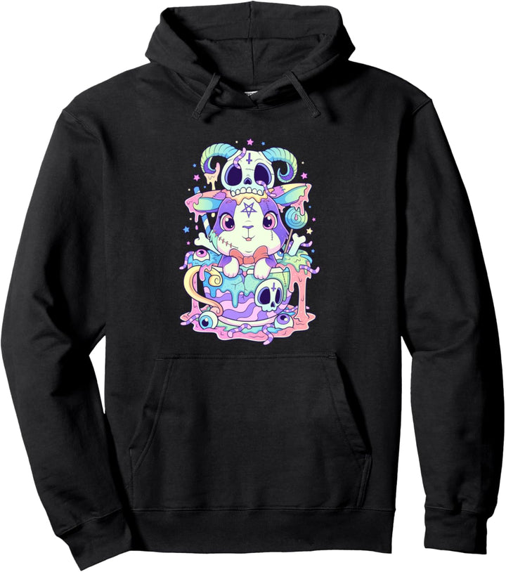 Kawaii Pastell Goth Niedlicher und unheimlicher Hase Pullover Hoodie