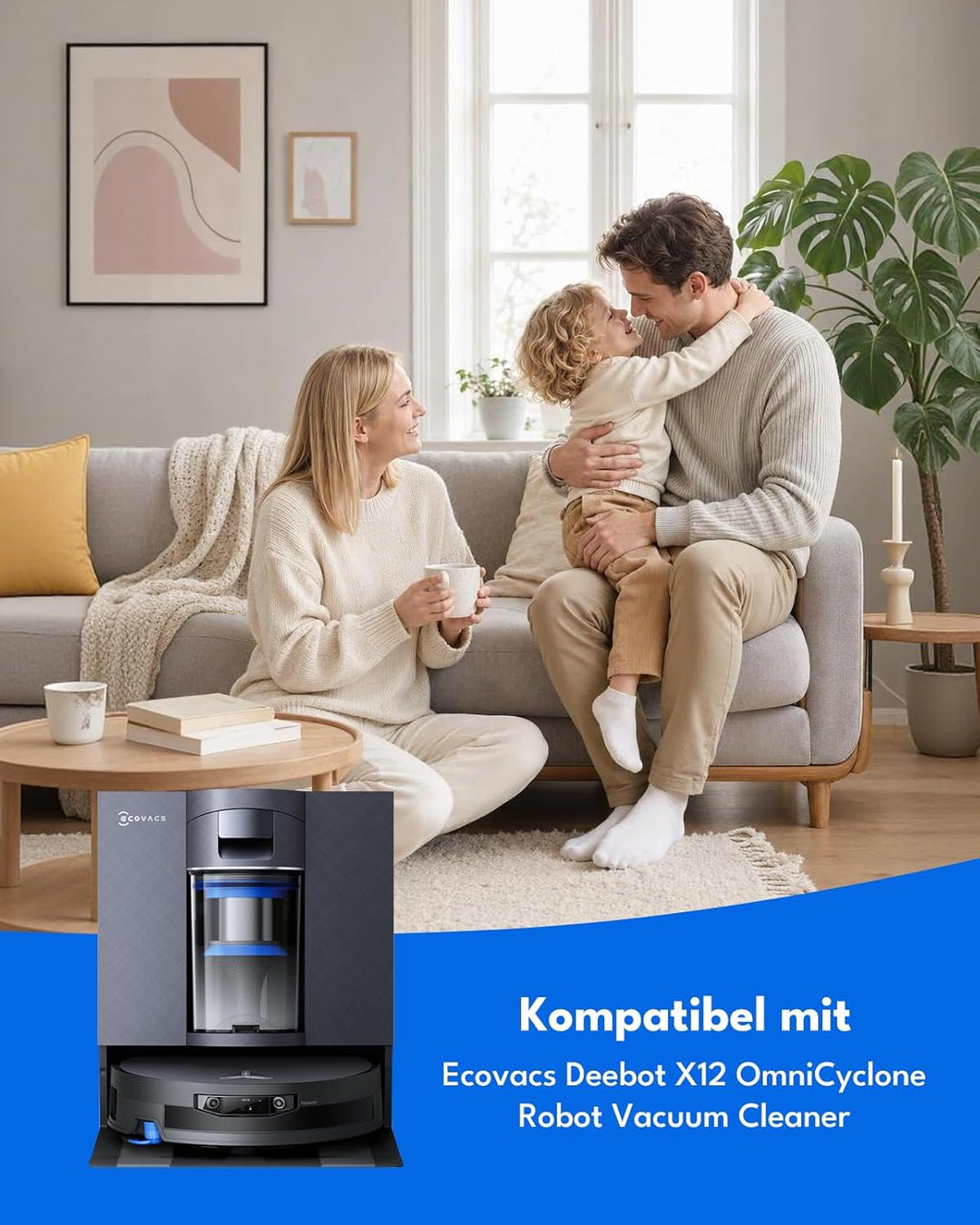 X12 OmniCyclone Zubehör für ECOVACS Deebot X12/T90 Pro Omni, 20 Stück Zubehörset : 1 Hauptbürste,4 R