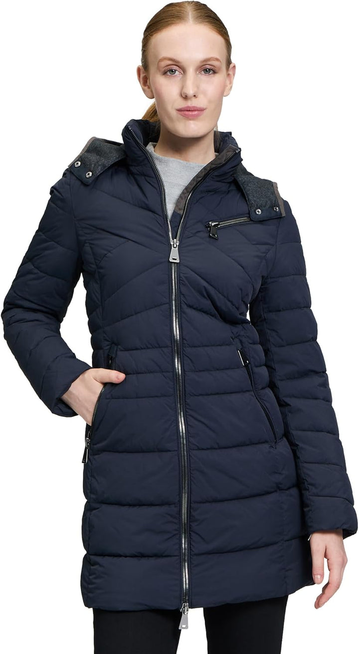 Gil Bret Damen Steppmantel mit Abnehmbarer Kapuze 38 Blau, 38 Blau