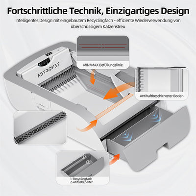 AstroPet offene selbstreinigende Katzentoilette, Tastensteuerung, Infrarot-Sensorschutz, Katzenklo m