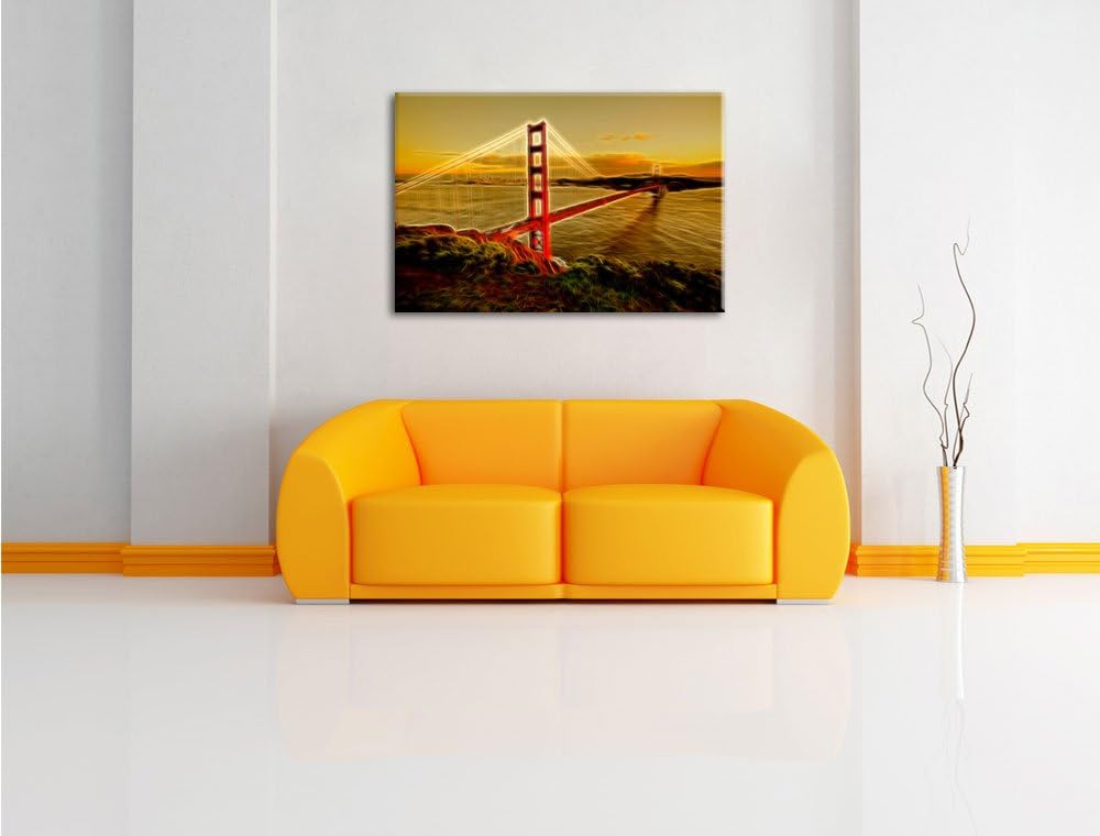 Pixxprint Golden Gate Bridge als Leinwandbild/Grösse: 100x70 cm/Wandbild/Kunstdruck/fertig bespannt,