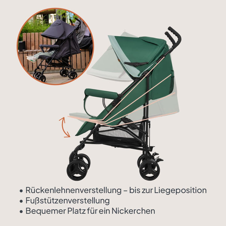 LIONELO Elia Buggy Klein Zusammenklappbar Kinderwagen Bis 15 Kg, Rücken Und Fussstützenverstellung H