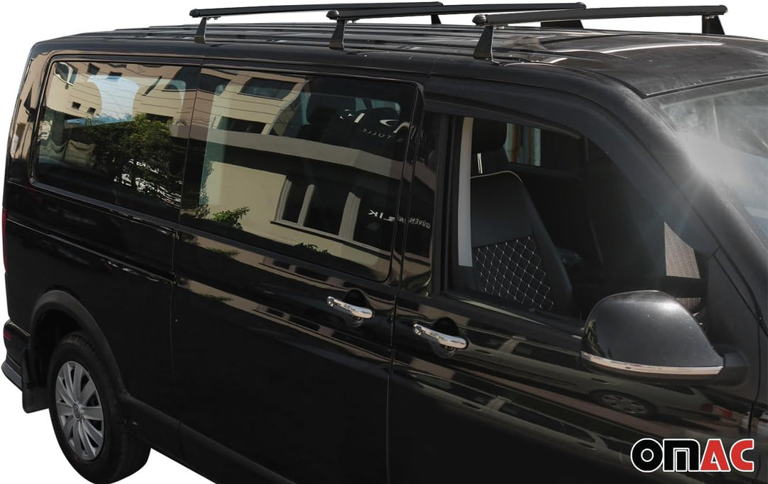 OMAC Dachträger Grundträger Gepäckträger kompatibel mit VW Caravelle T5 2003-2015 Alu Schwarz 3X Scw