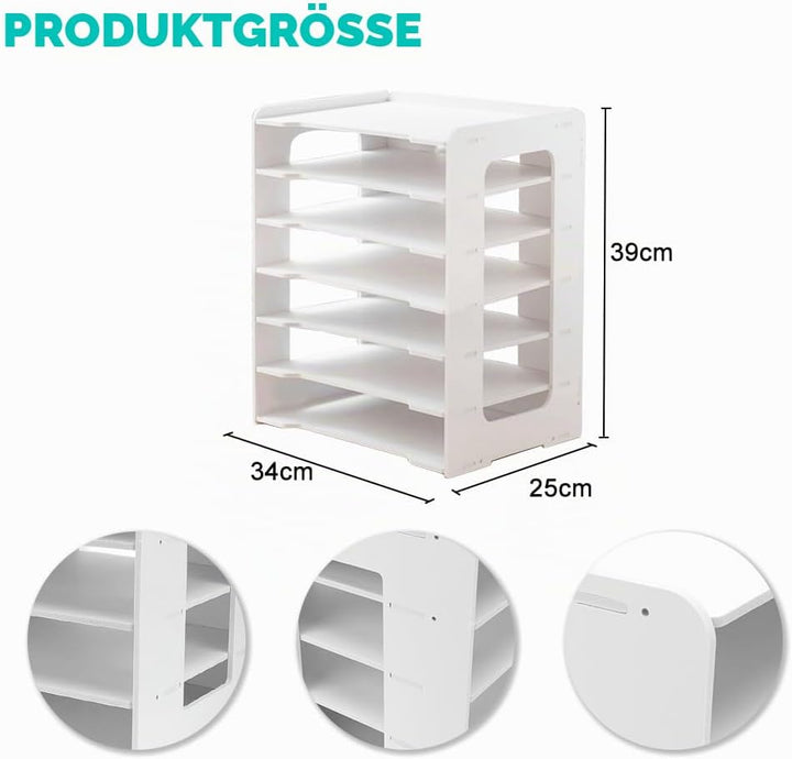7-Tier Schreibtisch Organizer A4, Briefablage Stapelbares Dokumentenablage, A4 Papier Aktenaufbewahr