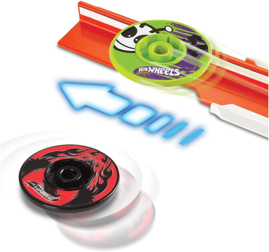 Hot Wheels Mattel Y0097 Spinshotz Super Wettkampf-Arena, mit viel Zubehör und 1 Disc