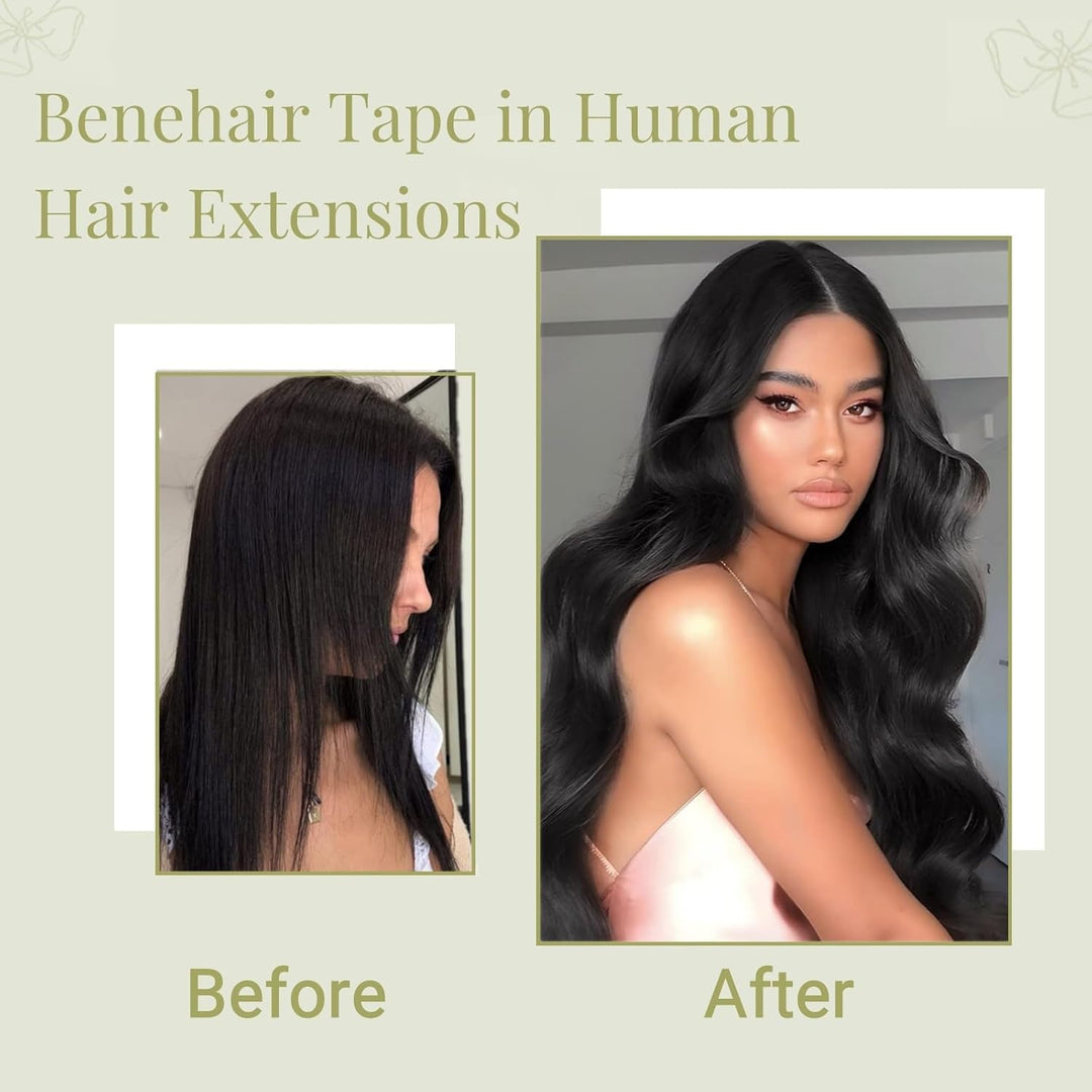 Benehair Tape in Extensions Echthaar, 20Pcs 20g Invisible Tape Extensions Echt Haar, Haarverlängerun