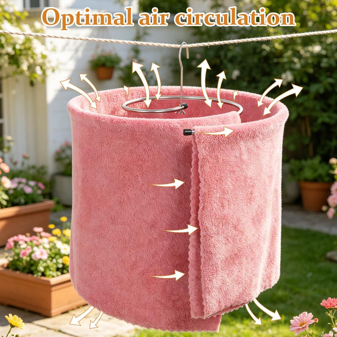Hemobllo Spiral-Wäscheständer 2er-Pack Ø 40 cm, 10 mm Edelstahl, bis 10 kg, platzsparend & schnell t
