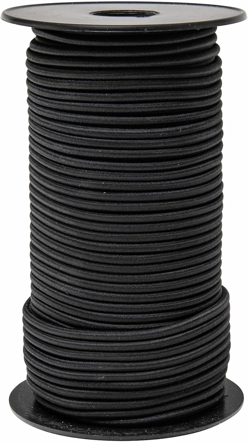 WERKA PRO Schwarzes elastisches Spannseil Verschiedene Längen 4 mm x 50 Meter auf Spule 4 mm x 50 Me
