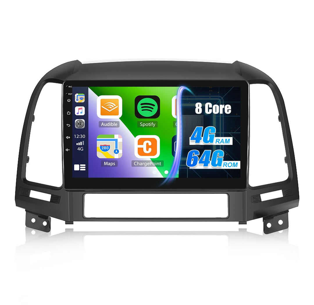 8 Core 4G+64G CAMECHO Android 13 Autoradio mit Navi für Hyundai Santa Fe 2006-2012,8Core丨9 Zoll Dopp
