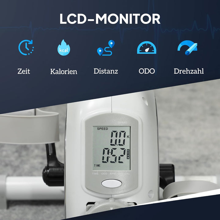 SPORTNOW Pedaltrainer Trainingsgerät mit 8-stufigem Magnetwiderstand & LCD-Display für Senioren Mini