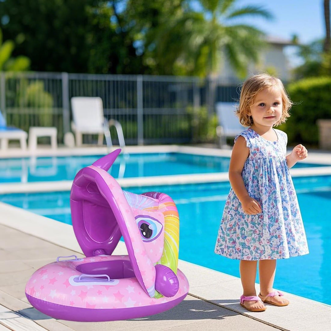 Aufblasbarer Schwimmring, Baby Pool Schwimmring, Schwimmring Baby mit Abnehmbarem Sonnendach, Baby S