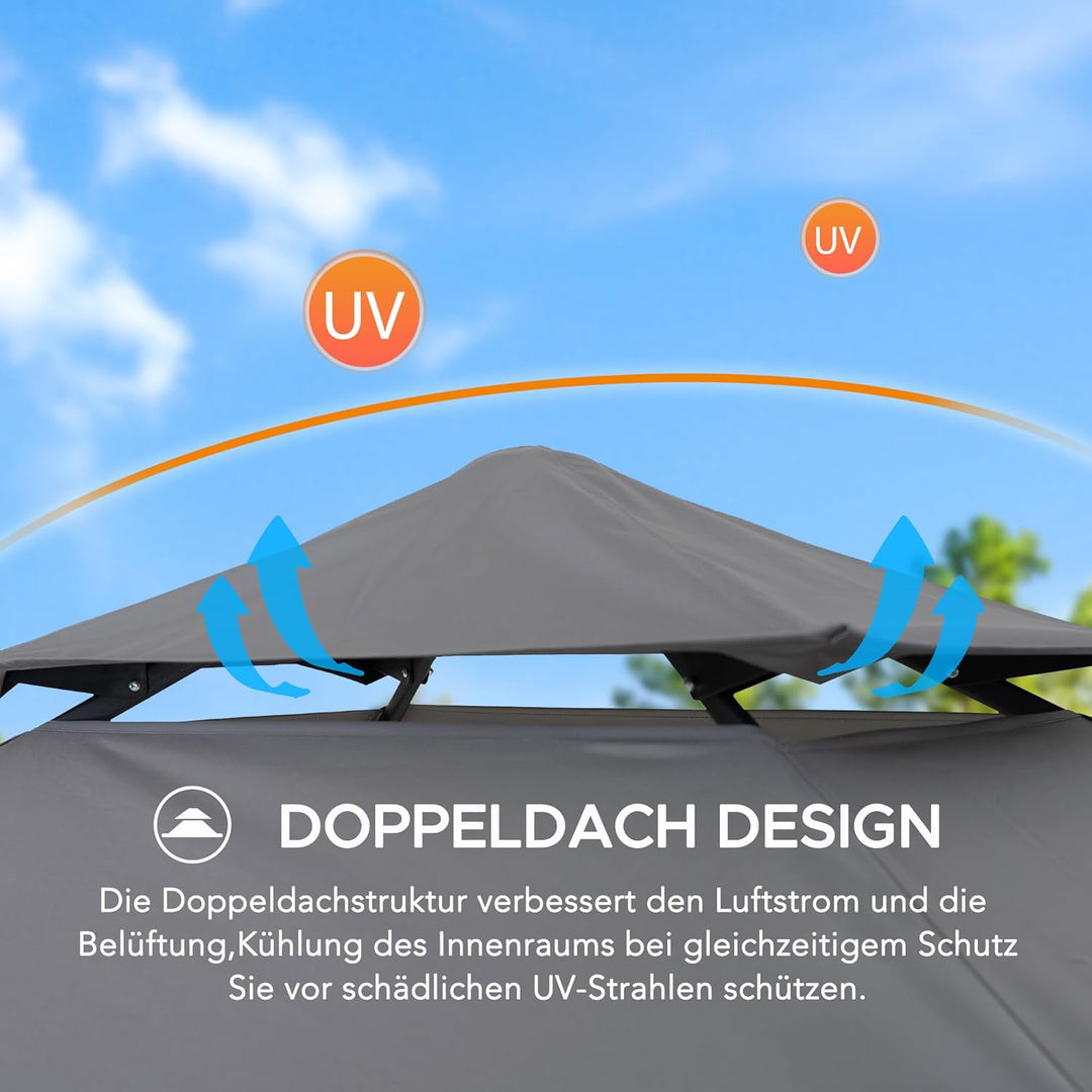 SUNJOY 2,4 x 1,5 m, Grill-Pavillon, Pop-Up-Pavillon, doppelstöckig, Outdoor-Pavillon, Stehhöhe, Bald