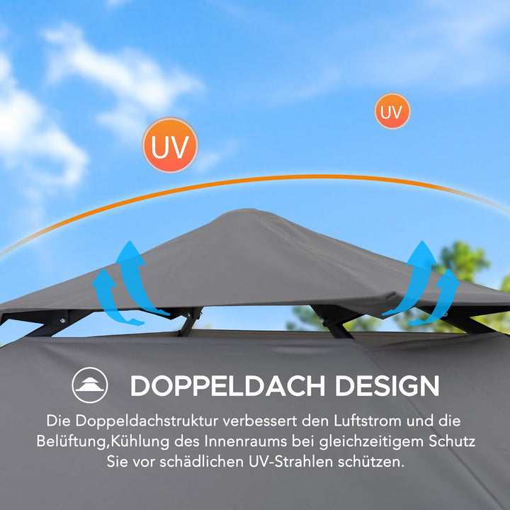 SUNJOY 2,4 x 1,5 m, Grill-Pavillon, Pop-Up-Pavillon, doppelstöckig, Outdoor-Pavillon, Stehhöhe, Bald