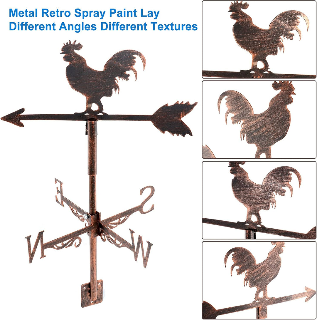 Dyna-Living Wetterhahn Windfahne Weather Cock Wetterfahnen Weather Vane Metall Cockerel Weathervane