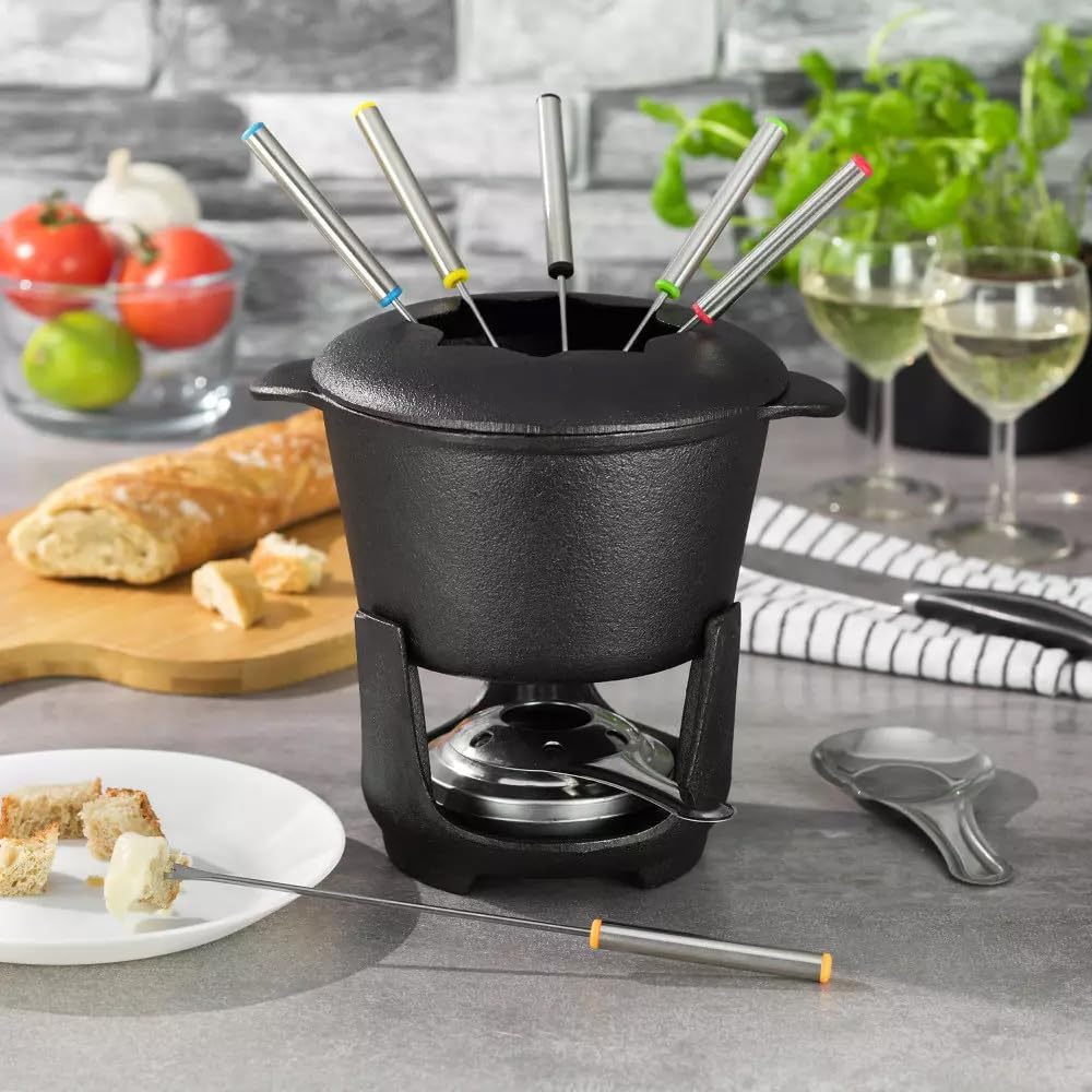 Gusseisen Fondue Set für 6 Personen mit 6 gabeln Kinghoff KH-1195 Masse: Ø17 x 10 cm