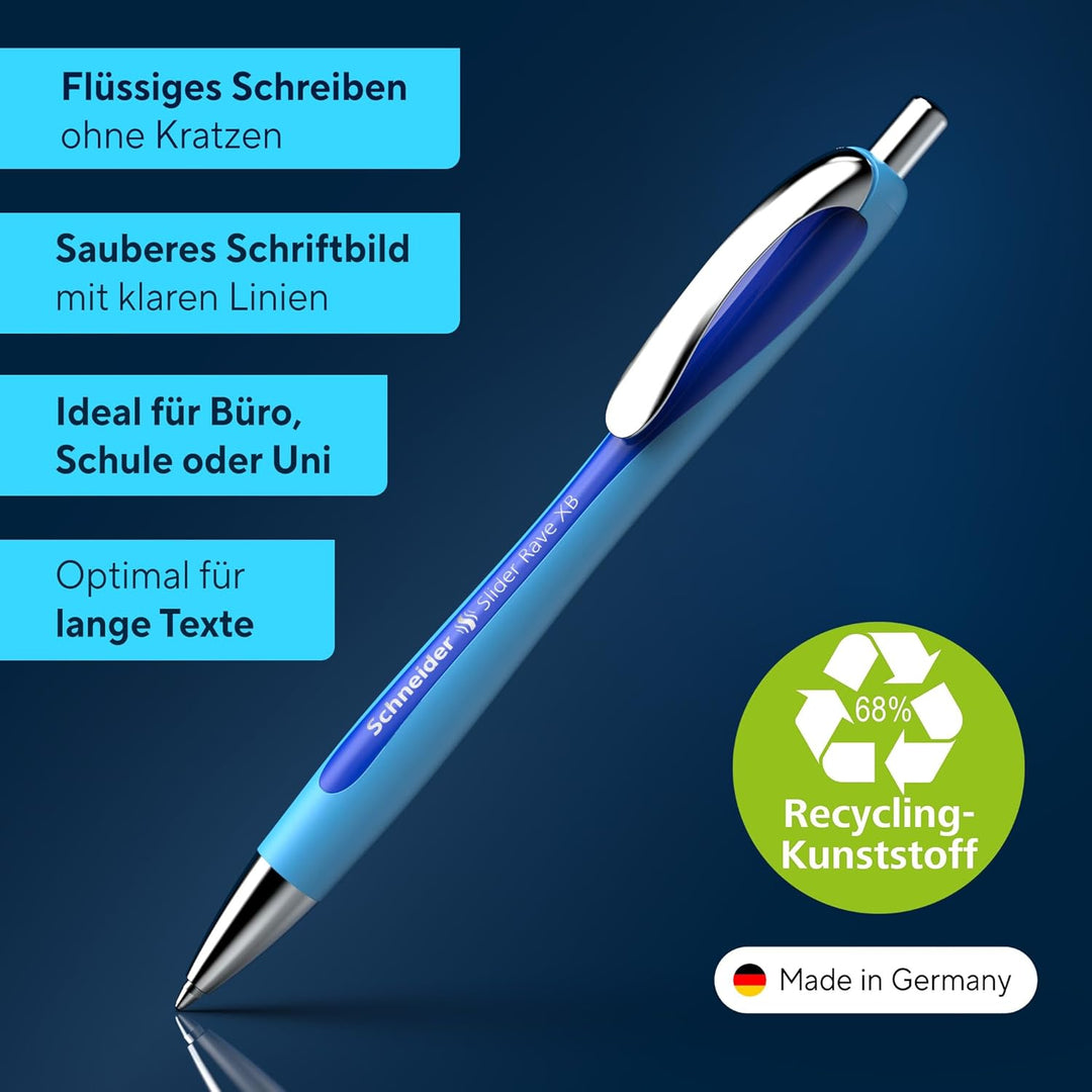 Schneider 132503 Slider Rave XB Kugelschreiber (Strichstärke: XB, dokumentenechte Mine, Made in Germ